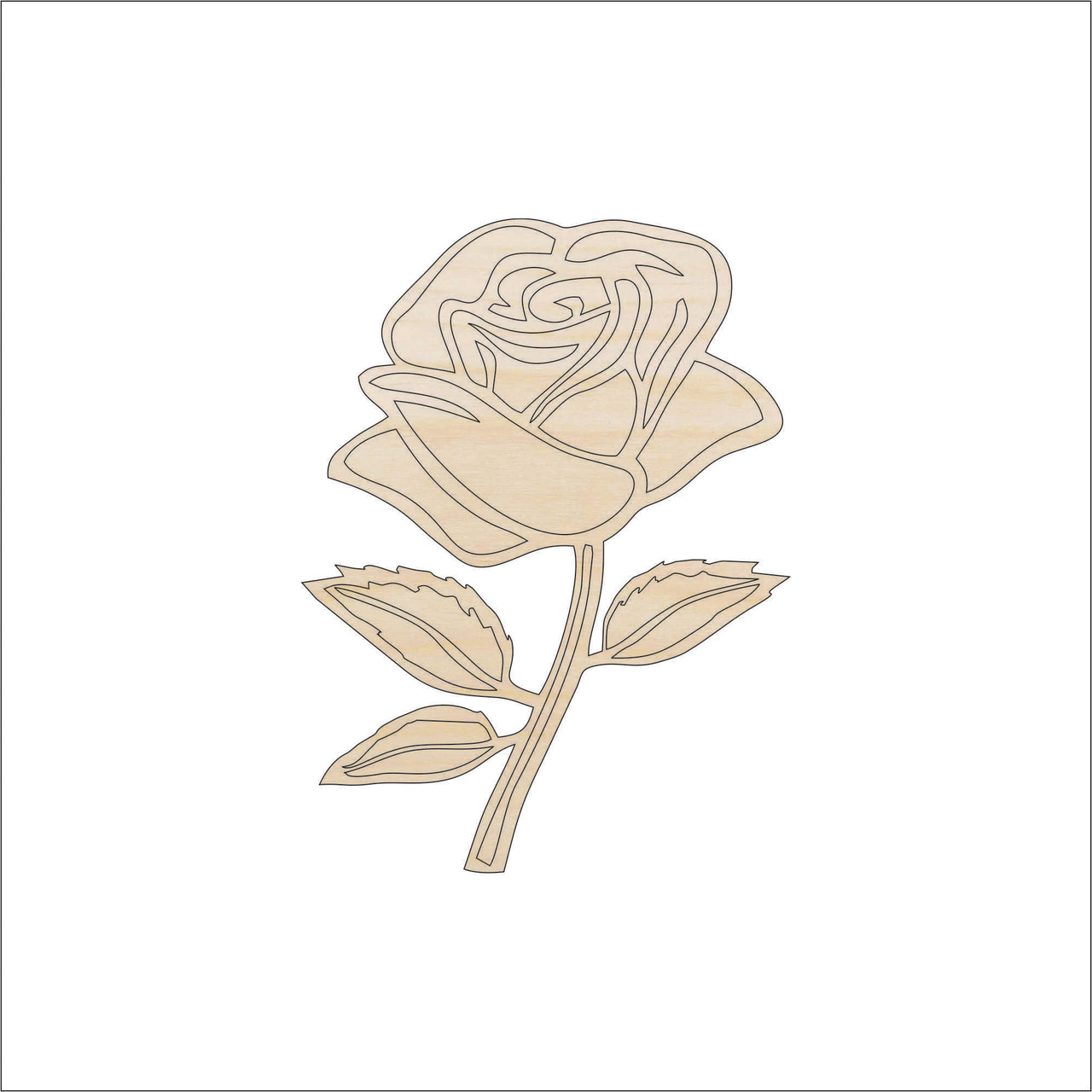 Rose Flower Wood Craft Shape - Laser Cut Baltic Birch Unfinished DIY Wood Art Supplies FLR38 - The Wood Shape Store
