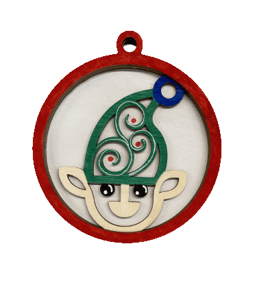 Elf 3D Laser Cut Ornament – Baltic Birch Wood Craft Supplies | DIY Wood Ornament Kit XM7 - The Wood Shape Store