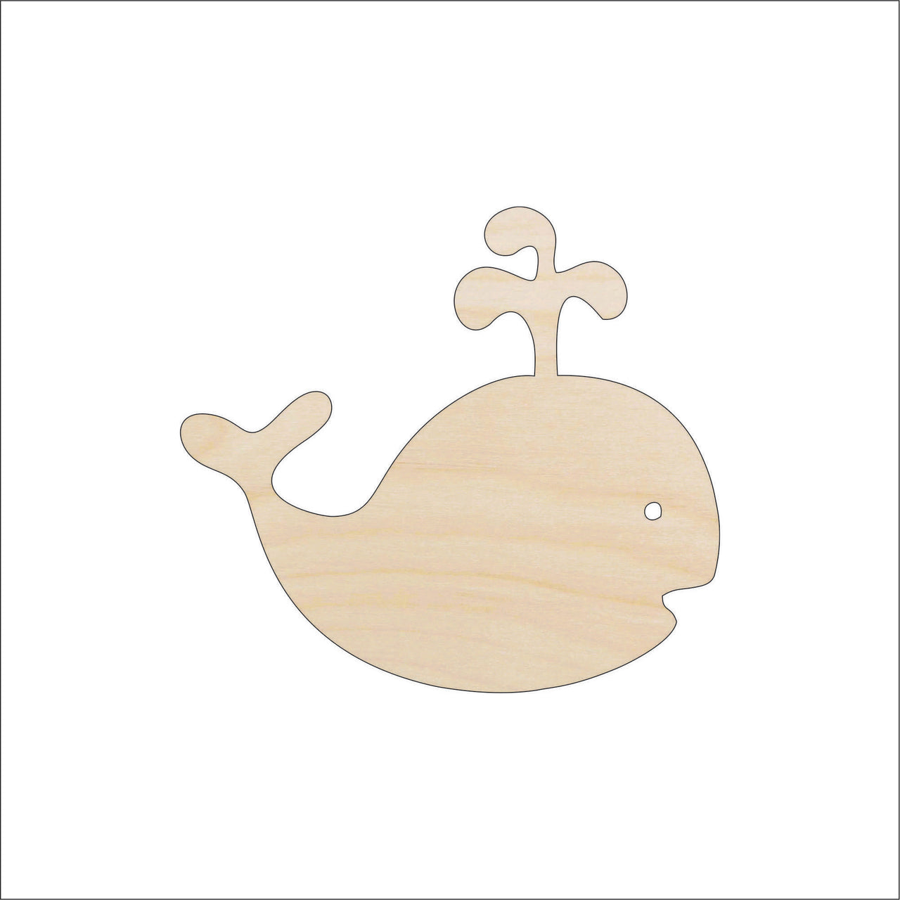 Whale Wood Craft Shape - Laser Cut Baltic Birch Unfinished DIY Wood Art Supplies SEA123 - The Wood Shape Store