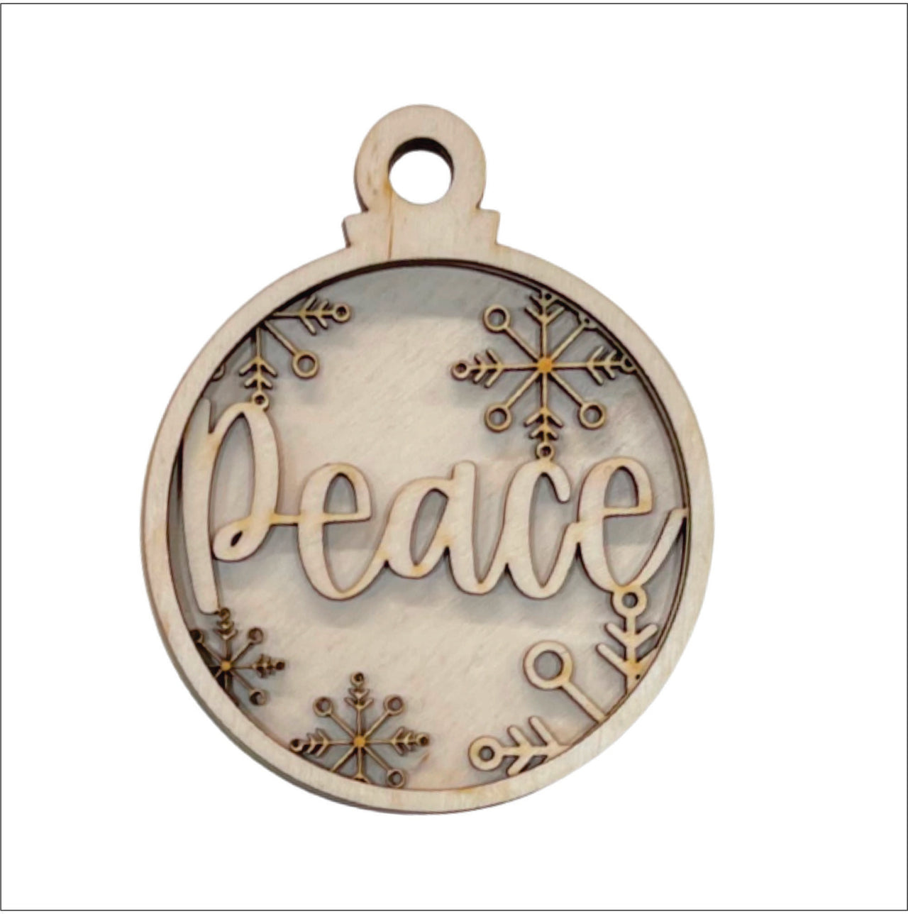Peace 3D Laser Cut Ornament – Baltic Birch Wood Craft Supplies | DIY Wood Ornament Kit RE7 - The Wood Shape Store