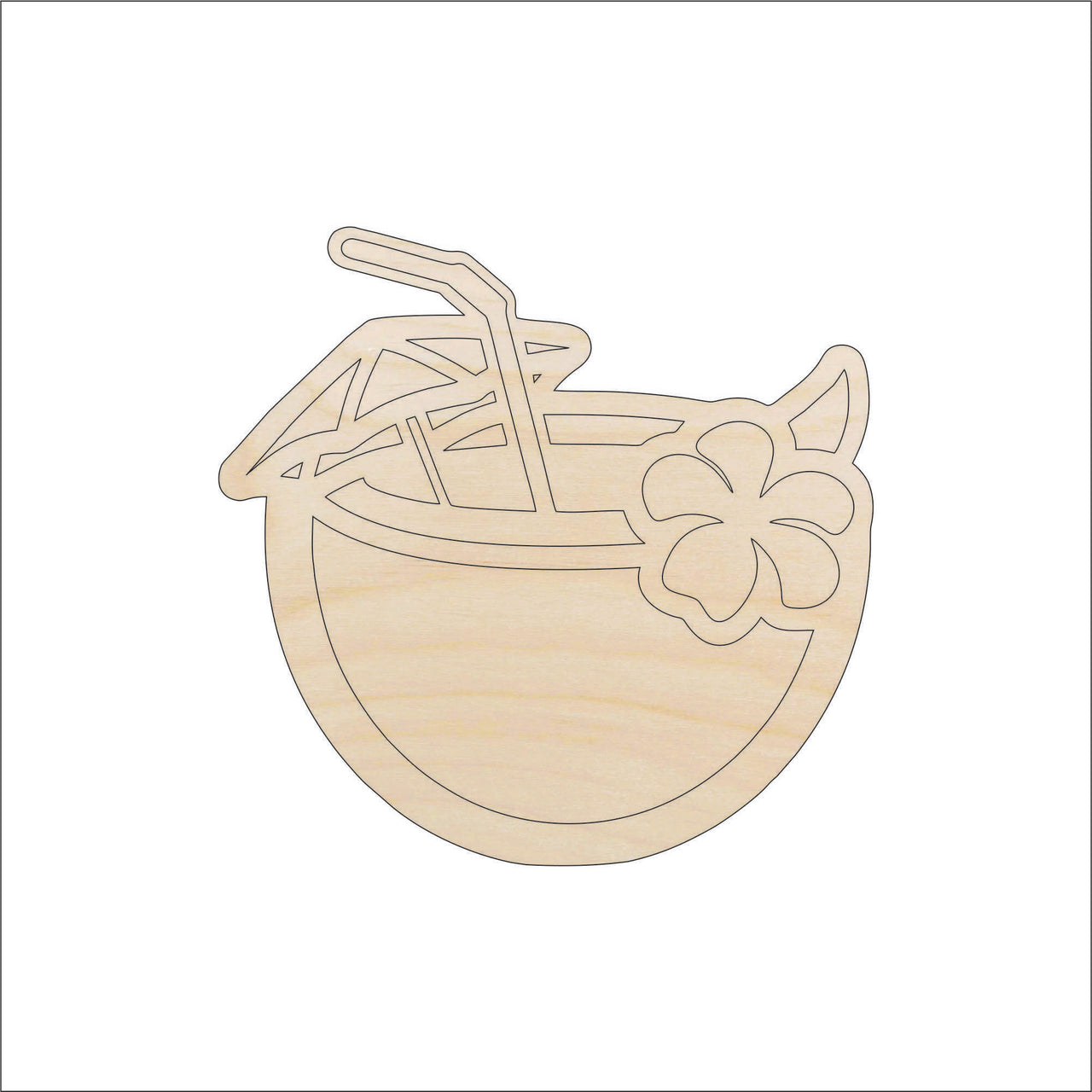 Coconut Wood Craft Shape - Laser Cut Baltic Birch Unfinished DIY Wood Art Supplies FOD116 - The Wood Shape Store