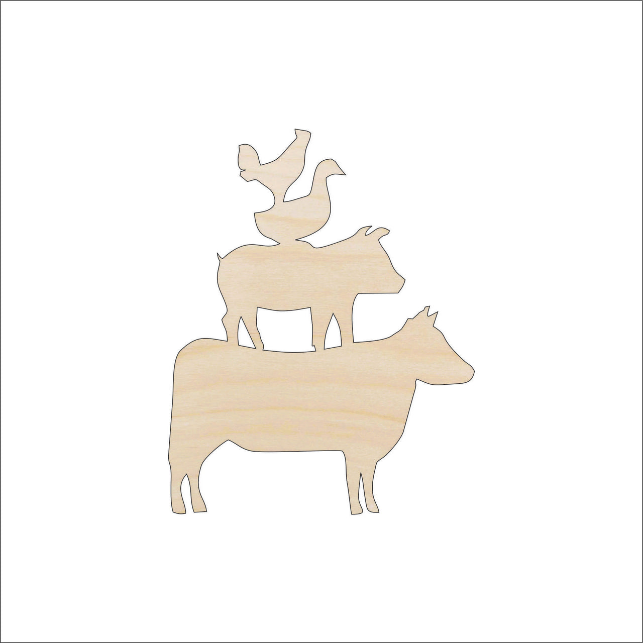 Farm Animals Wood Craft Shape – Laser Cut Baltic Birch Unfinished DIY Wood Art Supplies ANML2 - The Wood Shape Store