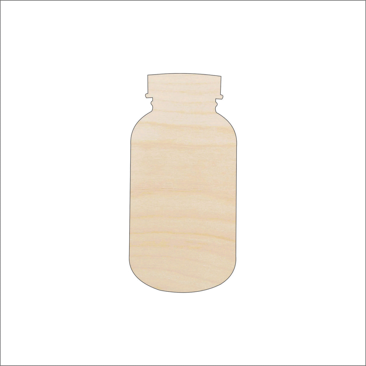 Jar Wood Craft Shape - Laser Cut Baltic Birch Unfinished DIY Wood Art Supplies FOD47 - The Wood Shape Store