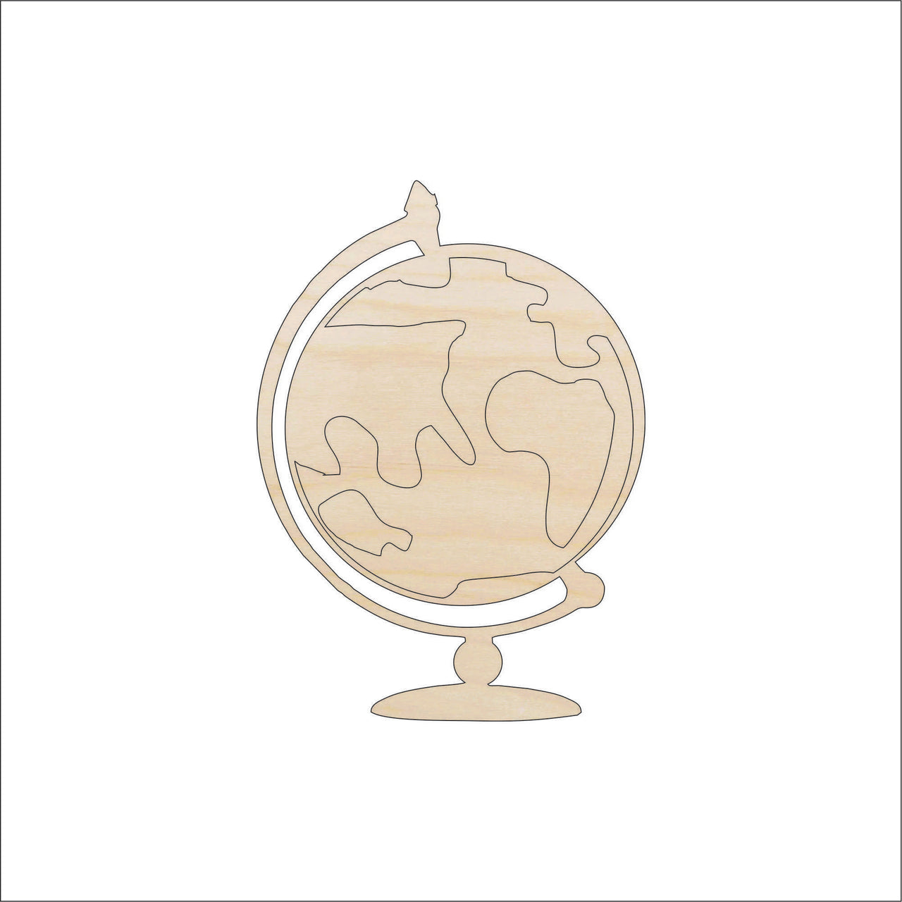 Globe Wood Craft Shape - Laser Cut Baltic Birch Unfinished DIY Wood Art Supplies WLD2 - The Wood Shape Store
