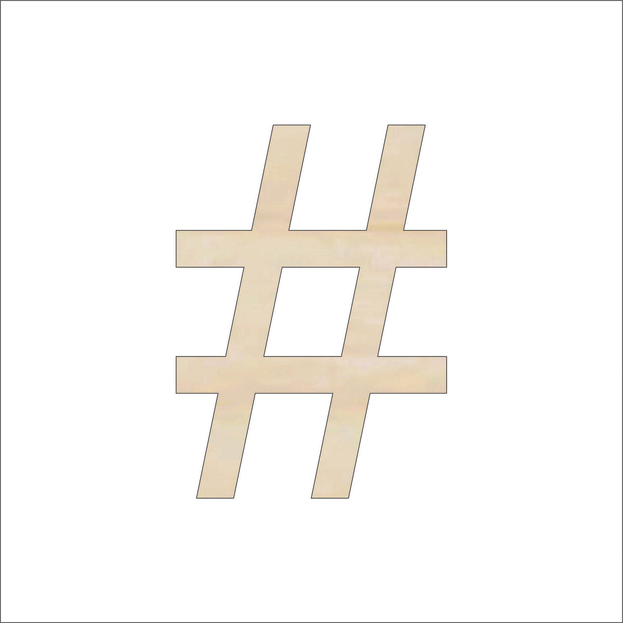 Hashtag  Sign Wood Craft Shape - Laser Cut Baltic Birch Unfinished DIY Wood Art Supplies WRD84 - The Wood Shape Store