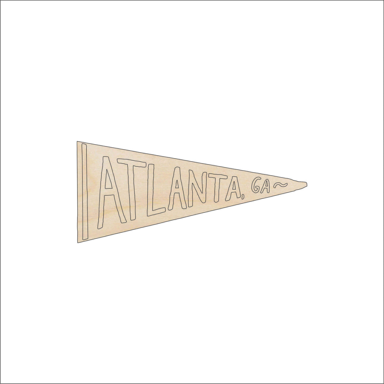 Atlanta Flag Wood Craft Shape - Laser Cut Baltic Birch Unfinished DIY Wood Art Supplies USA1 - The Wood Shape Store