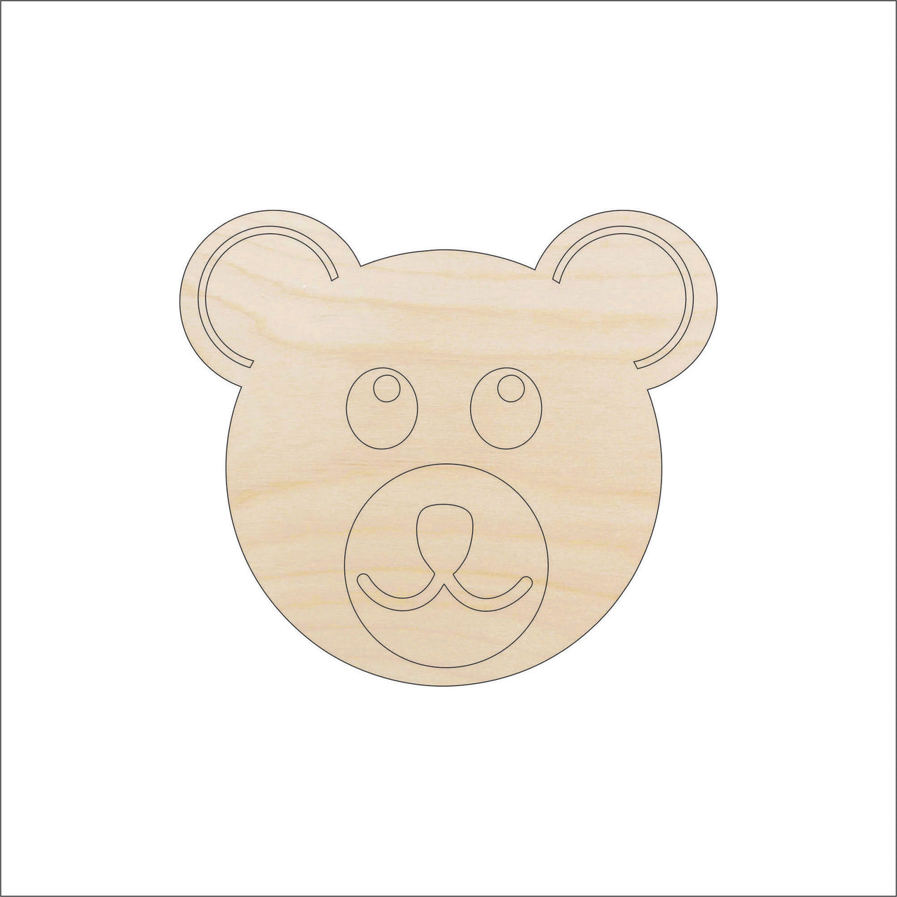 Bear Wood Craft Shape – Laser Cut Baltic Birch Unfinished DIY Wood Art Supplies BER2 - The Wood Shape Store