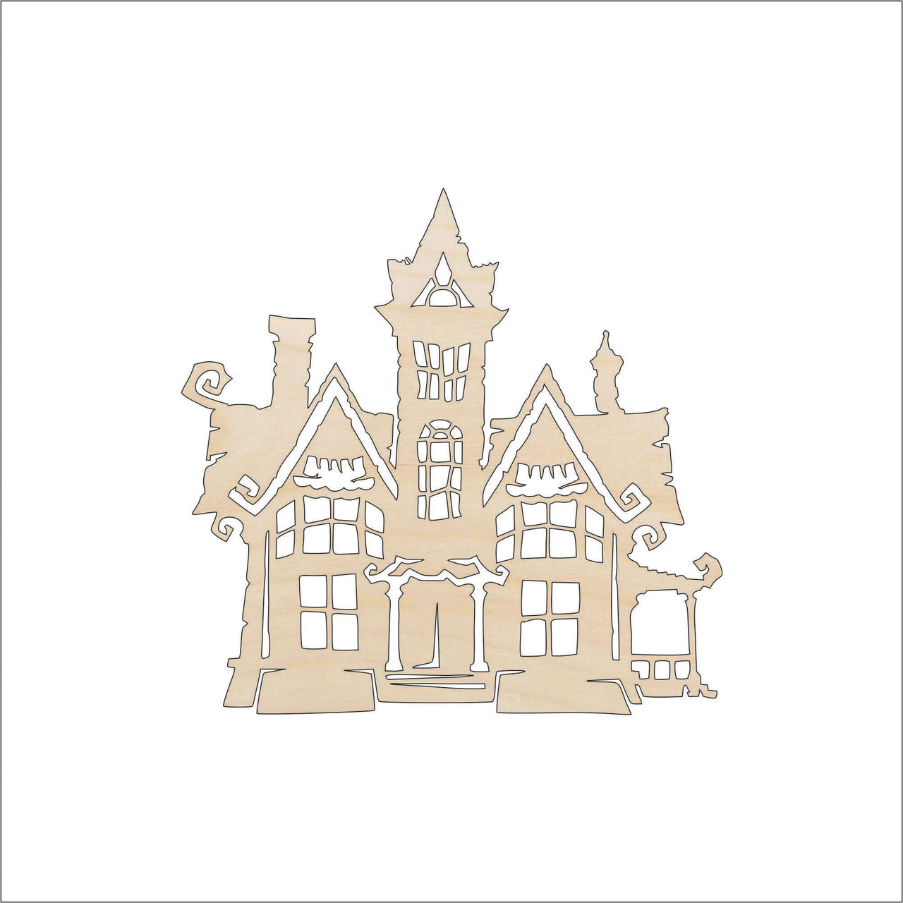 Haunted House Wood Craft Shape - Laser Cut Baltic Birch Unfinished DIY Wood Art Supplies FAL142 - The Wood Shape Store