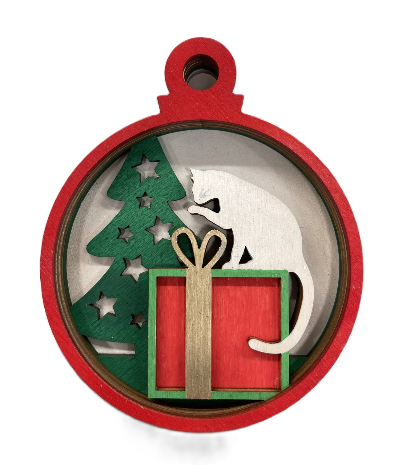 Cat 3D Laser Cut Ornament – Baltic Birch Wood Craft Supplies | DIY Wood Ornament Kit AN30 - The Wood Shape Store