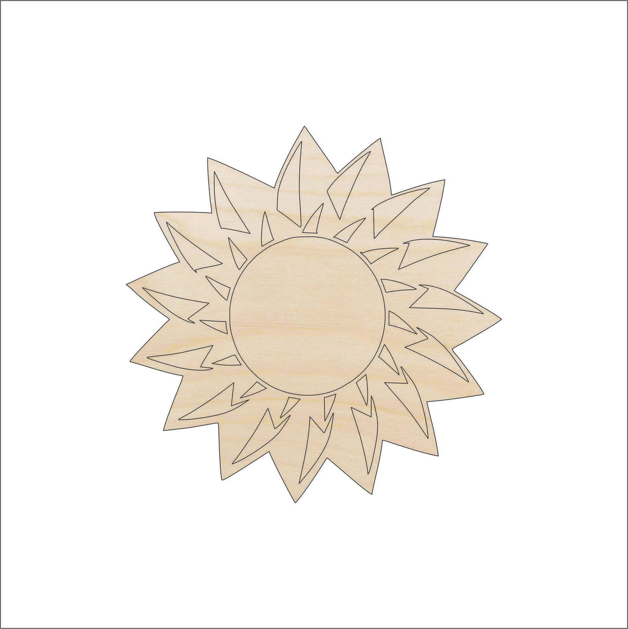 Sun Wood Craft Shape - Laser Cut Baltic Birch Unfinished DIY Wood Art Supplies SKY31 - The Wood Shape Store