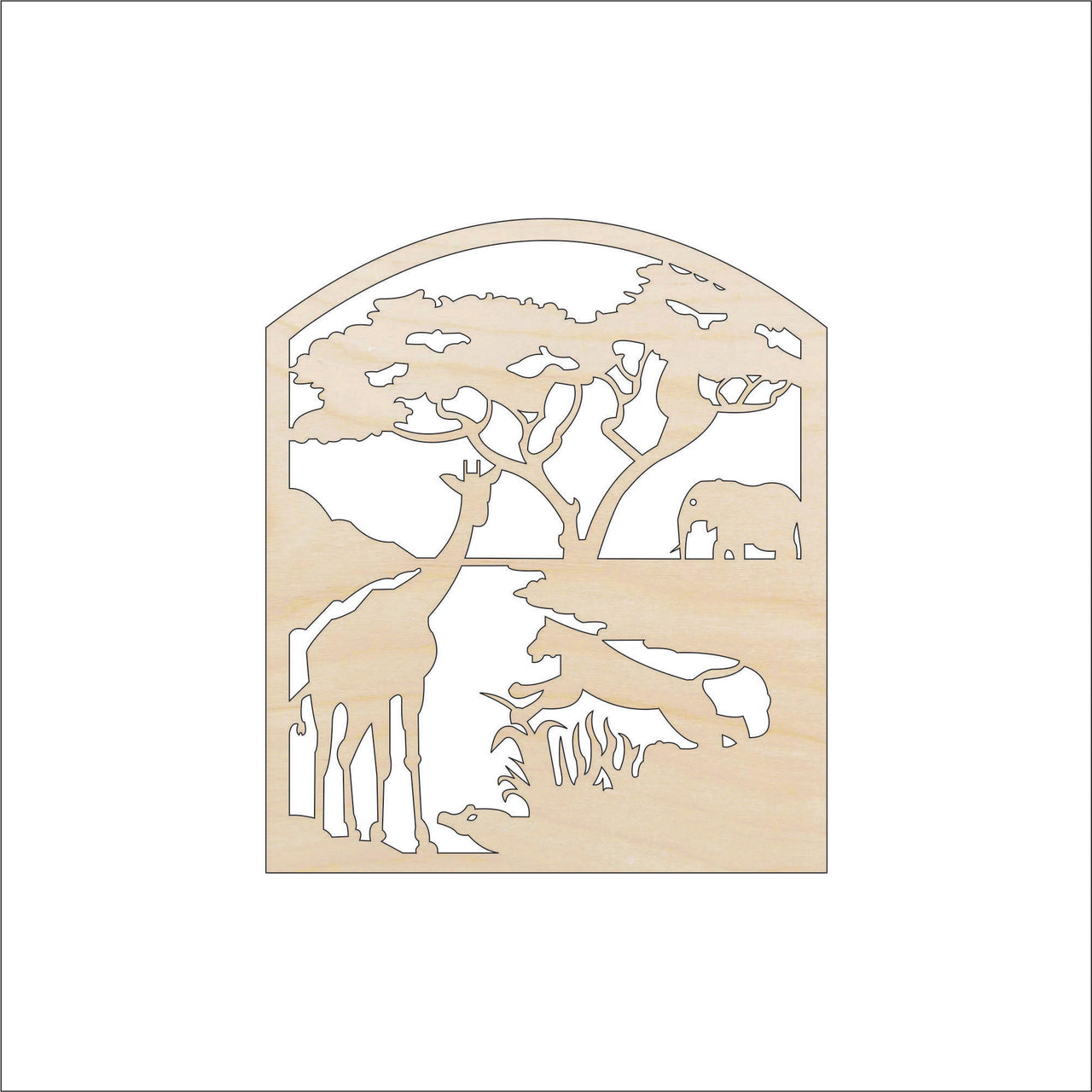 Safari Scene Wood Craft Shape – Laser Cut Baltic Birch Unfinished DIY Wood Art Supplies ANML103 - The Wood Shape Store