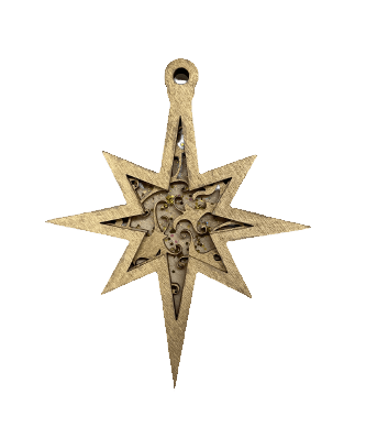 Star 3 3D Laser Cut Ornament – Baltic Birch Wood Craft Supplies | DIY Wood Ornament Kit RE1 - The Wood Shape Store