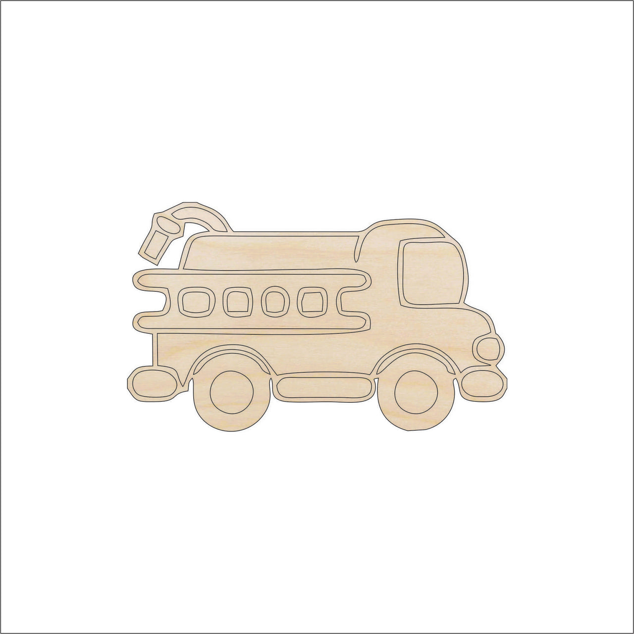Firetruck Wood Craft Shape - Laser Cut Baltic Birch Unfinished DIY Wood Art Supplies CAR30 - The Wood Shape Store