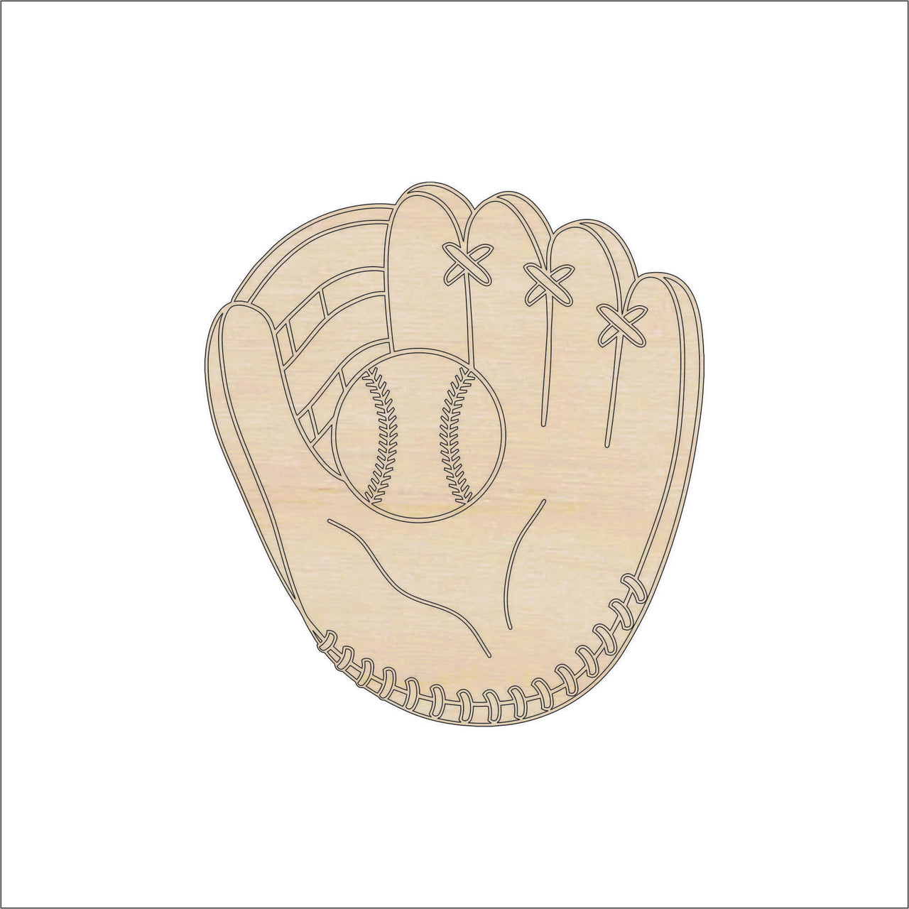 Baseball Mitt Wood Craft Shape - Laser Cut Baltic Birch Unfinished DIY Wood Art Supplies SPT153 - The Wood Shape Store