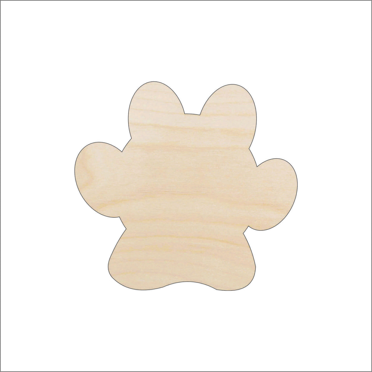 Paw Print Wood Craft Shape - Laser Cut Baltic Birch Unfinished DIY Wood Art Supplies DOG140 - The Wood Shape Store