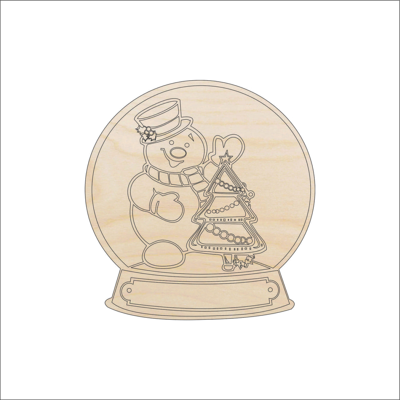 Snow Globe Wood Craft Shape - Laser Cut Baltic Birch Unfinished DIY Wood Art Supplies XMS157 - The Wood Shape Store