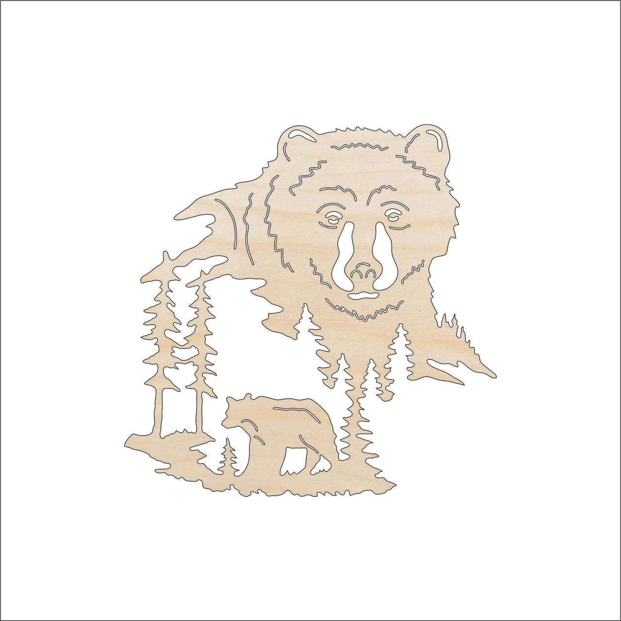 Bear Wood Craft Shape – Laser Cut Baltic Birch Unfinished DIY Wood Art Supplies BER61 - The Wood Shape Store