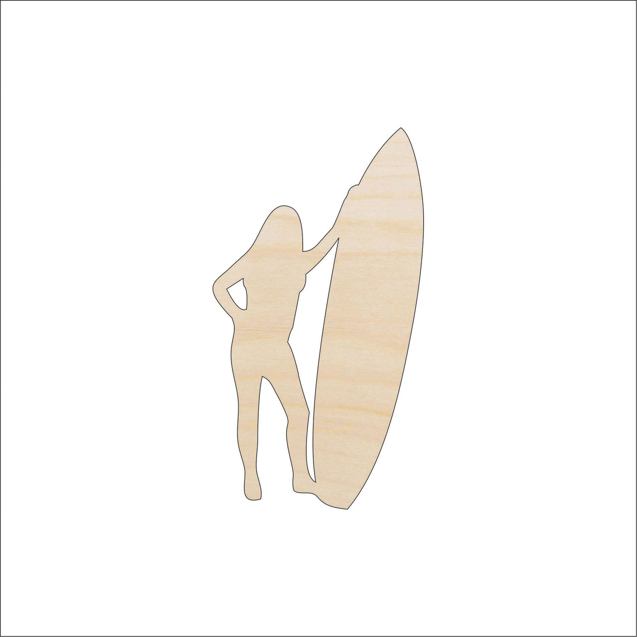 Surfer Wood Craft Shape - Laser Cut Baltic Birch Unfinished DIY Wood Art Supplies SPT241 - The Wood Shape Store