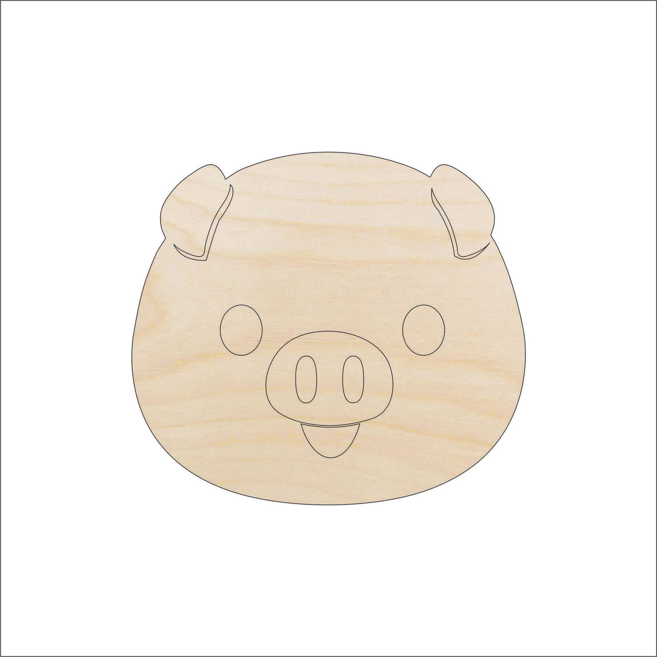 Pig Wood Craft Shape - Laser Cut Baltic Birch Unfinished DIY Wood Art Supplies PIG2 - The Wood Shape Store