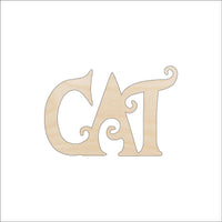 Cat Word Wood Craft Shape - Laser Cut Baltic Birch Unfinished DIY Wood Art Supplies CAT5 - The Wood Shape Store