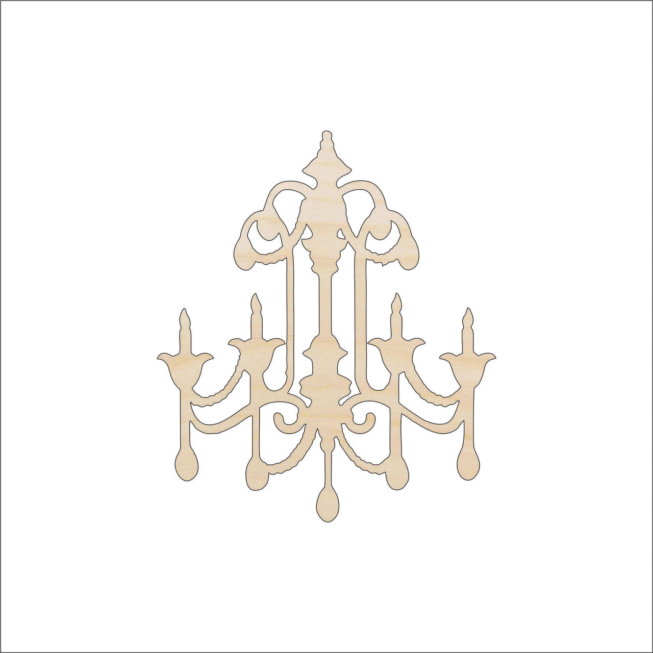 Chandelier Wood Craft Shape - Laser Cut Baltic Birch Unfinished DIY Wood Art Supplies DCR4 - The Wood Shape Store