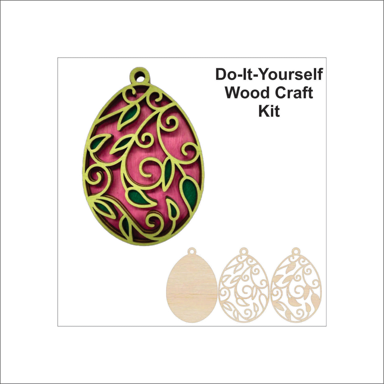 Easter 3D Laser Cut Ornament – Baltic Birch Wood Craft Supplies | DIY Wood Ornament Kit ES1 - The Wood Shape Store