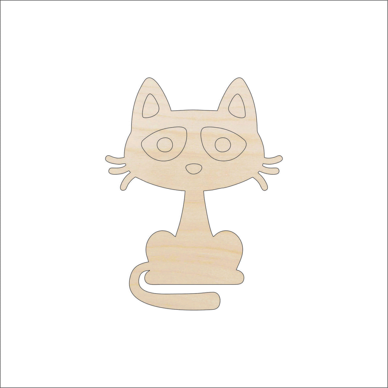 Cat Wood Craft Shape - Laser Cut Baltic Birch Unfinished DIY Wood Art Supplies CAT198 - The Wood Shape Store