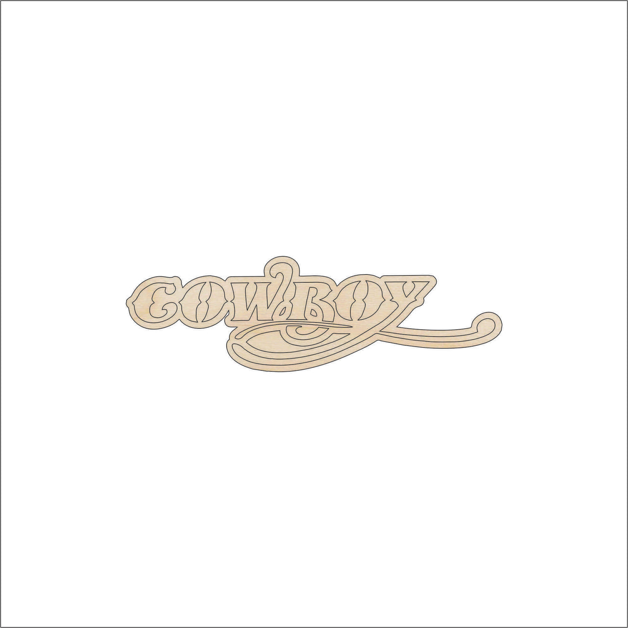 Cowboy Word Wood Craft Shape - Laser Cut Baltic Birch Unfinished DIY Wood Art Supplies PPL165 - The Wood Shape Store
