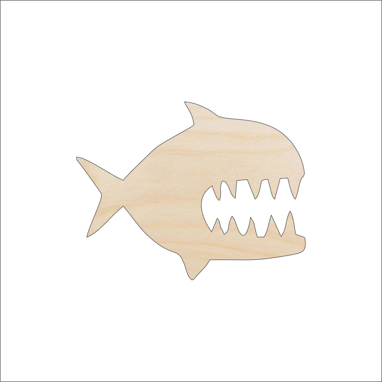 Piranha Wood Craft Shape - Laser Cut Baltic Birch Unfinished DIY Wood Art Supplies FSH22 - The Wood Shape Store