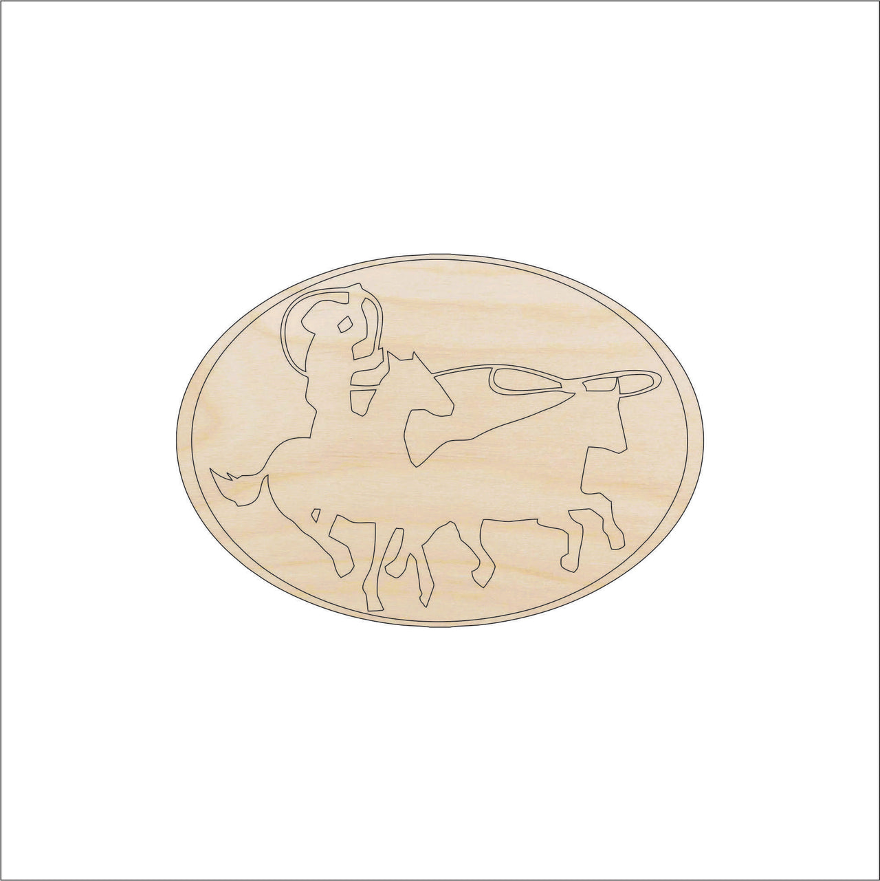 Cowboy Scene Wood Craft Shape - Laser Cut Baltic Birch Unfinished DIY Wood Art Supplies HRS11 - The Wood Shape Store
