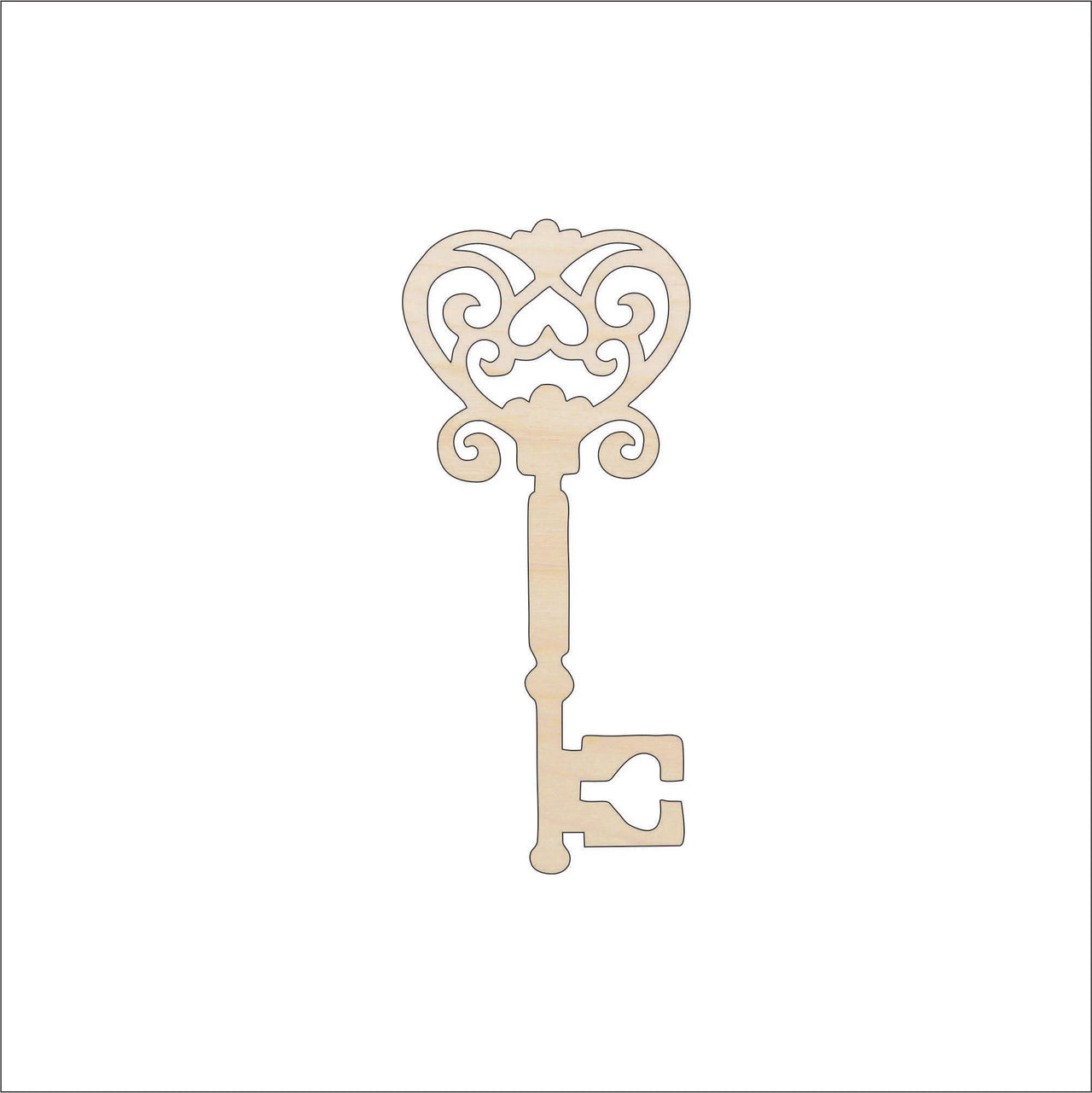 Key Wood Craft Shape - Laser Cut Baltic Birch Unfinished DIY Wood Art Supplies KEY4 - The Wood Shape Store
