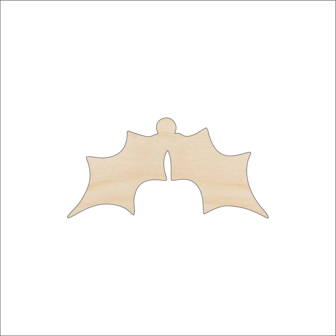 Holly Wood Craft Shape - Laser Cut Baltic Birch Unfinished DIY Wood Art Supplies XMS118 - The Wood Shape Store