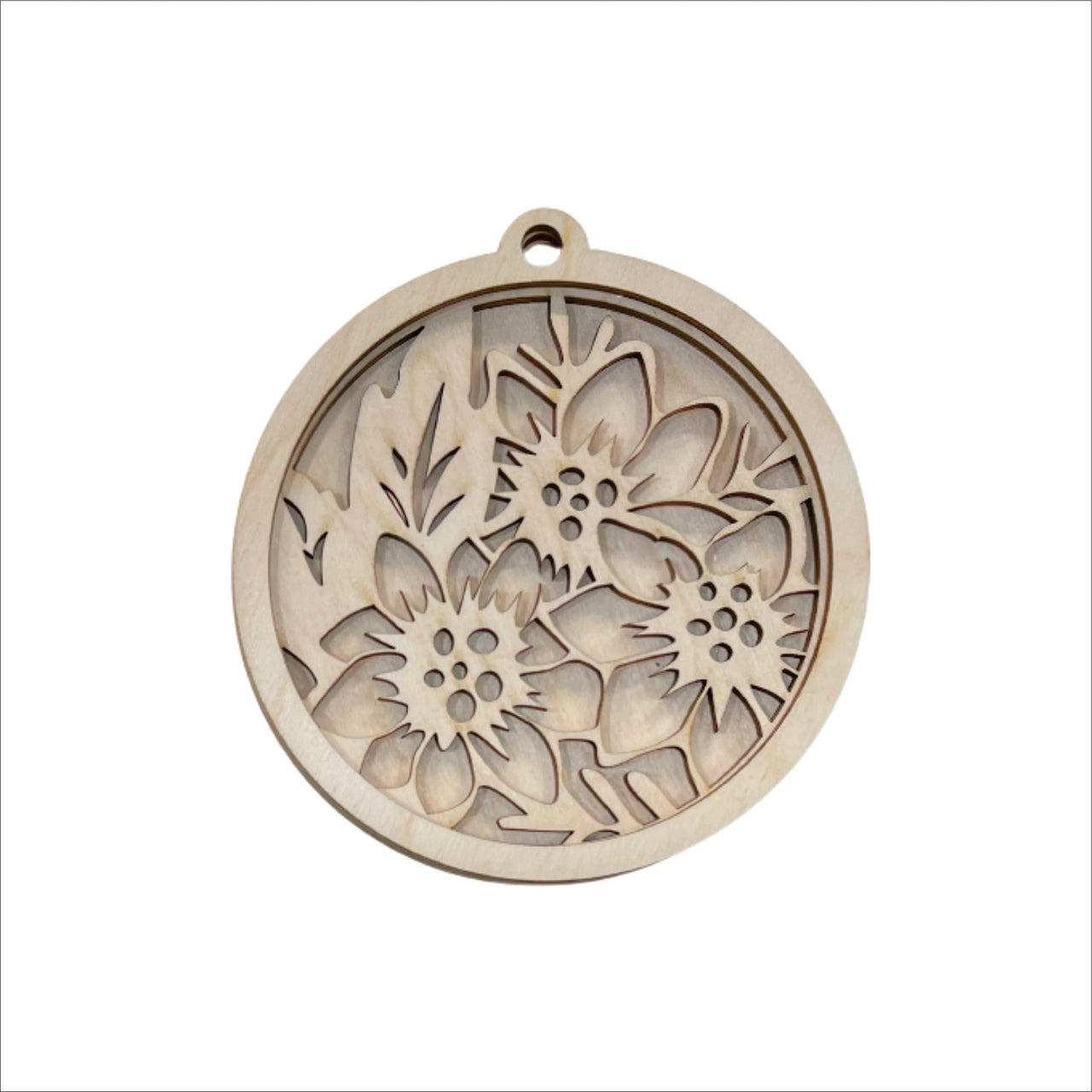 Flower 3D Laser Cut Ornament – Baltic Birch Wood Craft Supplies | DIY Wood Ornament Kit DS9 - The Wood Shape Store