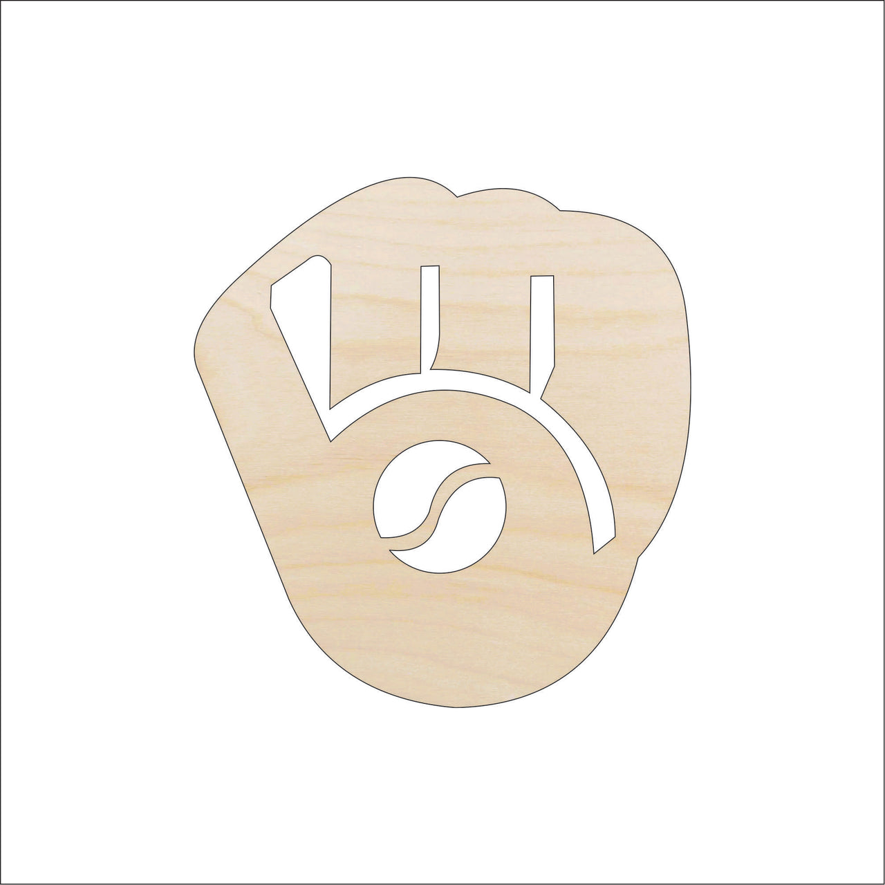 Baseball Mitt Wood Craft Shape – Laser Cut Baltic Birch Unfinished DIY Wood Art Supplies SPT654 - The Wood Shape Store