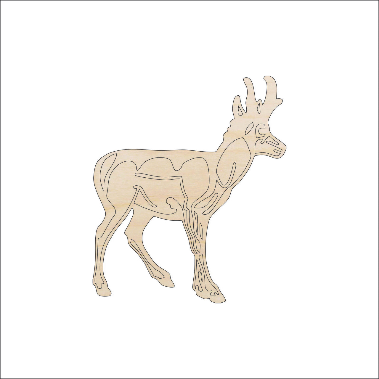 Antelope Wood Craft Shape – Laser Cut Baltic Birch Unfinished DIY Wood Art Supplies ANML78 - The Wood Shape Store
