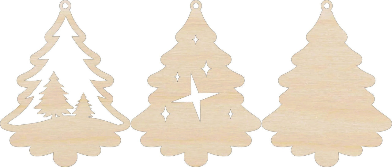 Tree 3D Laser Cut Ornament – Baltic Birch Wood Craft Supplies | DIY Wood Ornament Kit XM99 - The Wood Shape Store