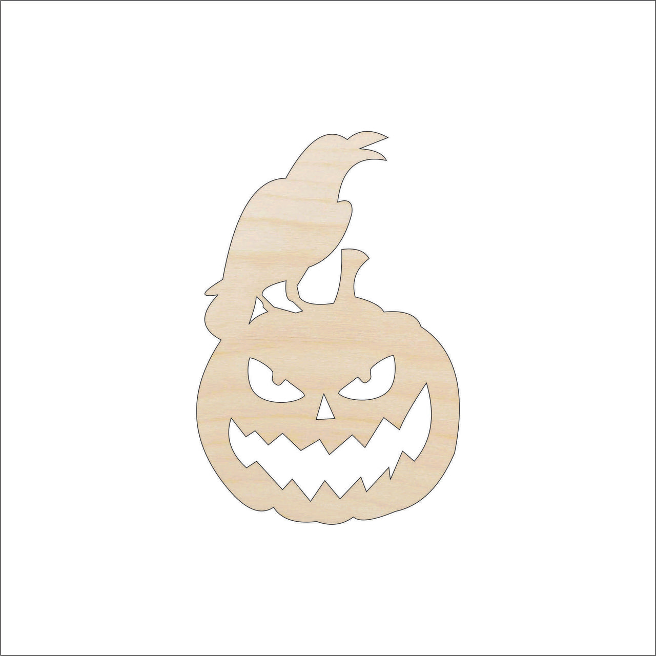 Raven & Pumpkin Wood Craft Shape – Laser Cut Baltic Birch Unfinished DIY Art Supplies FAL239 - The Wood Shape Store