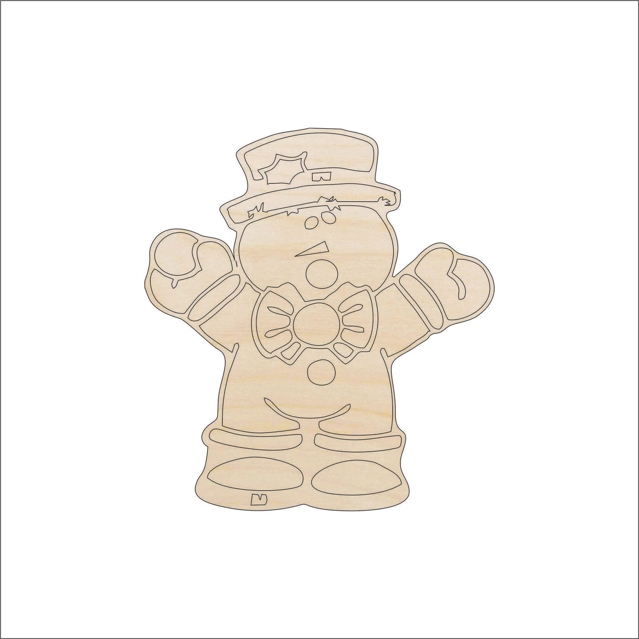 Snowman Wood Craft Shape - Laser Cut Baltic Birch Unfinished DIY Wood Art Supplies XMS4 - The Wood Shape Store