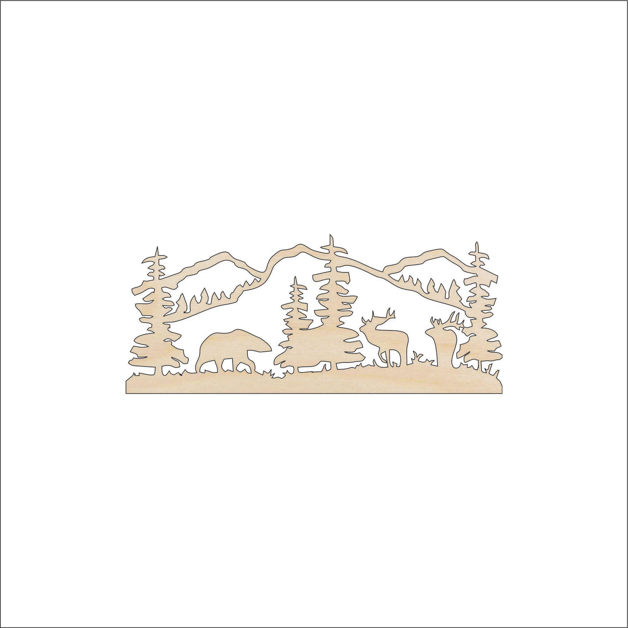 Animal Scene Wood Craft Shape – Laser Cut Baltic Birch Unfinished DIY Wood Art Supplies ANML80 - The Wood Shape Store