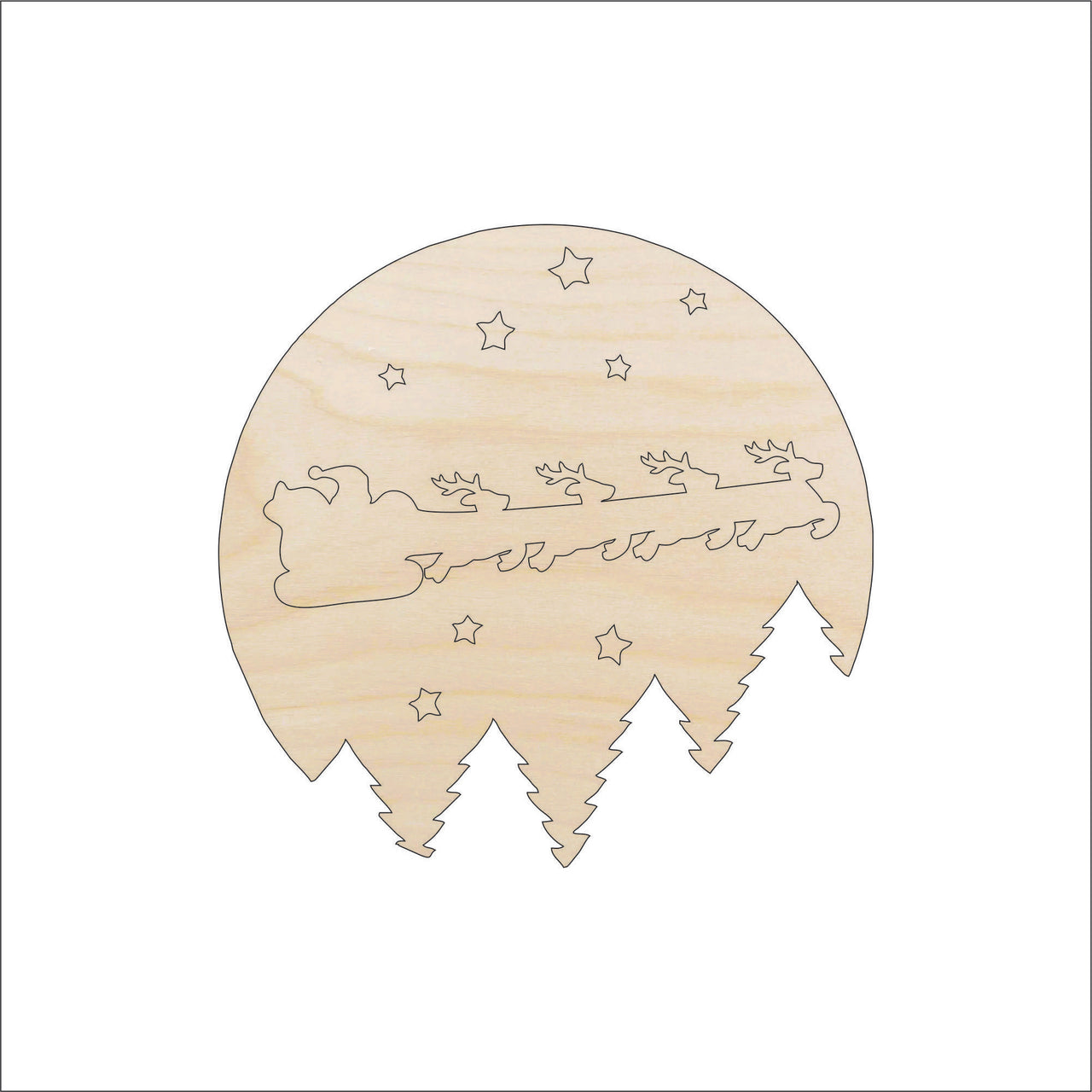 Santa Scene Wood Craft Shape – Laser Cut Baltic Birch Unfinished DIY Wood Art Supplies XMS201 - The Wood Shape Store