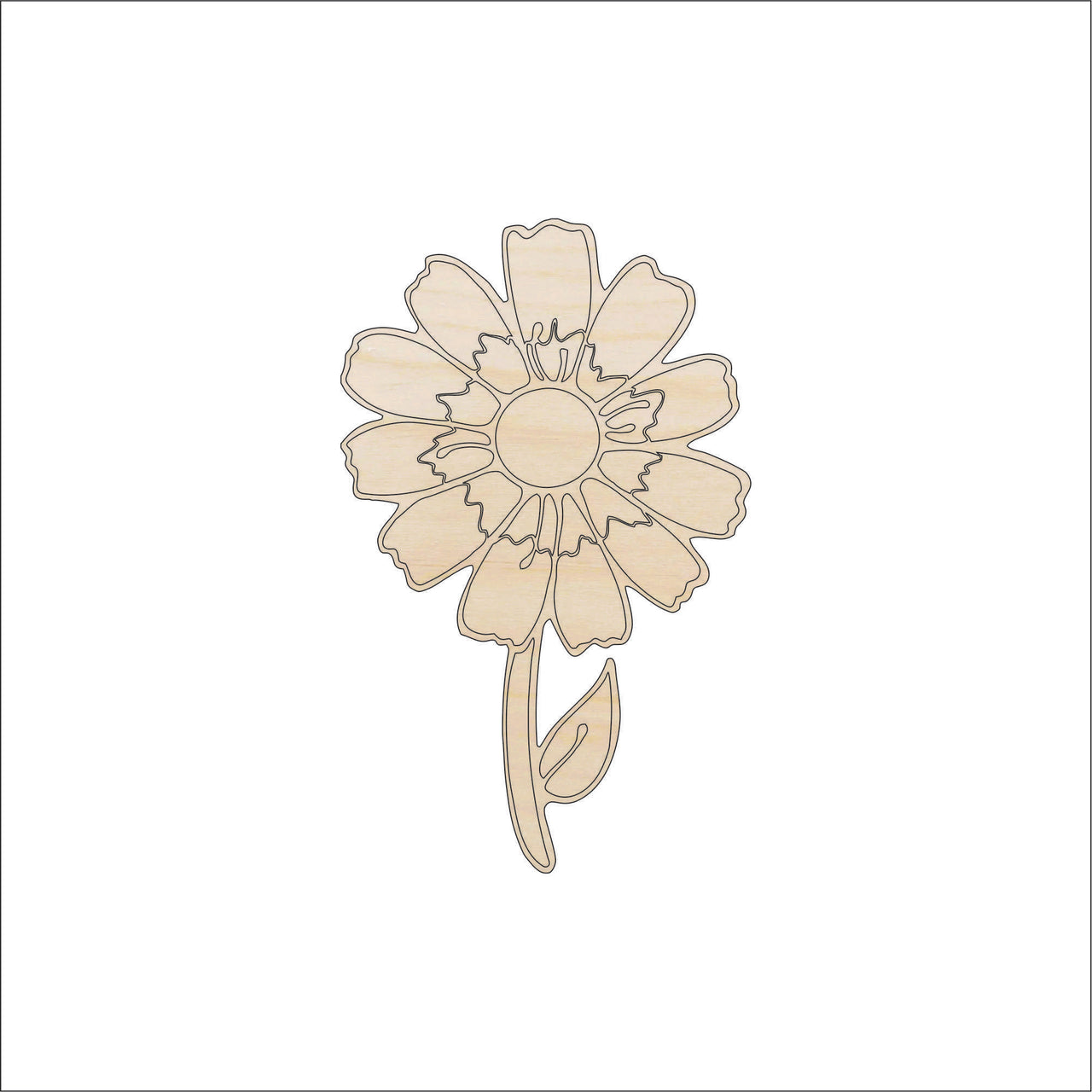 Flower Wood Craft Shape - Laser Cut Baltic Birch Unfinished DIY Wood Art Supplies FLR42 - The Wood Shape Store