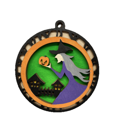 Witch 3D Laser Cut Ornament – Baltic Birch Wood Craft Supplies | DIY Wood Ornament Kit HA29 - The Wood Shape Store