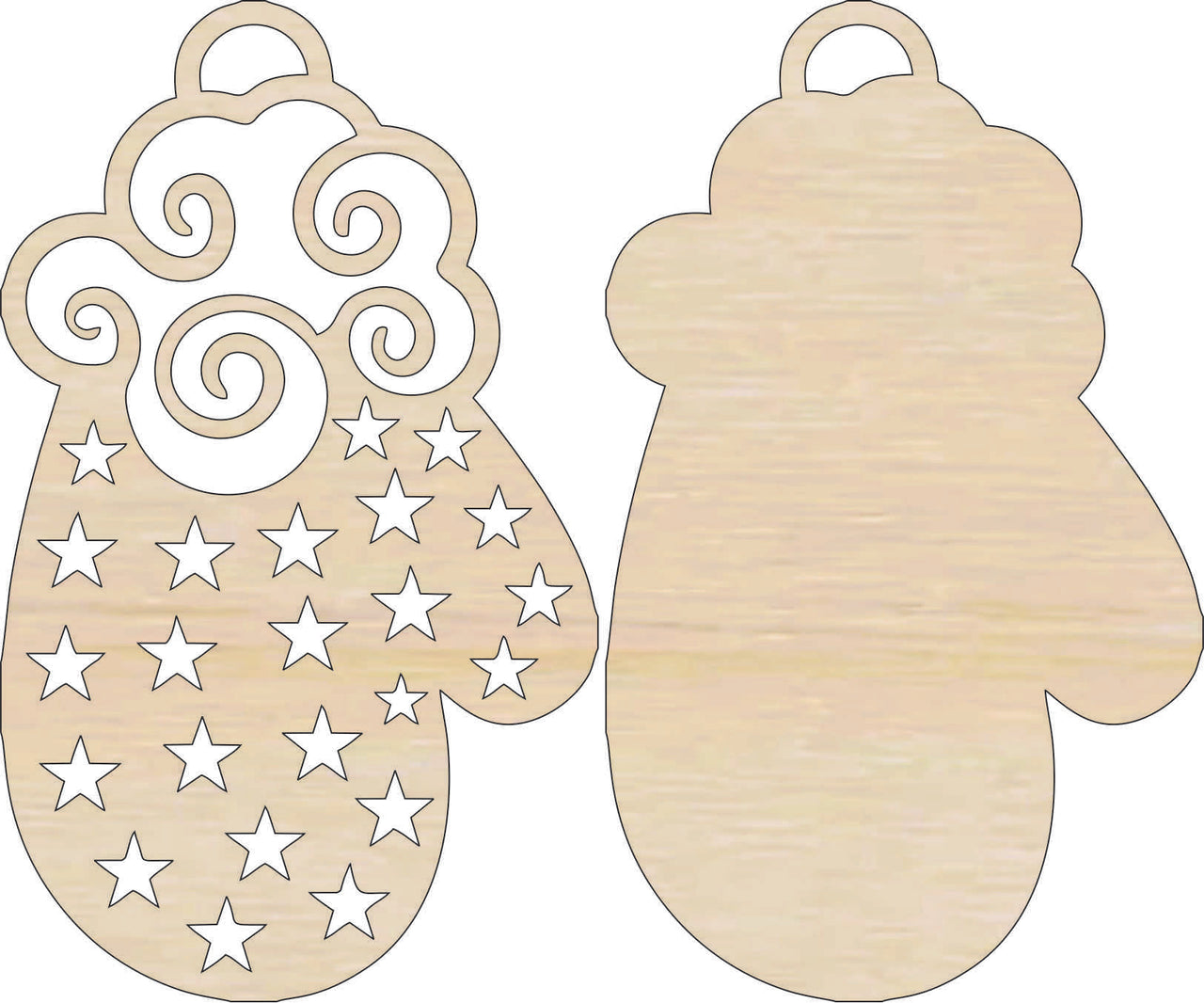 Mitten 3D Laser Cut Ornament – Baltic Birch Wood Craft Supplies | DIY Wood Ornament Kit XM303 - The Wood Shape Store