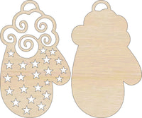 Mitten 3D Laser Cut Ornament – Baltic Birch Wood Craft Supplies | DIY Wood Ornament Kit XM303 - The Wood Shape Store