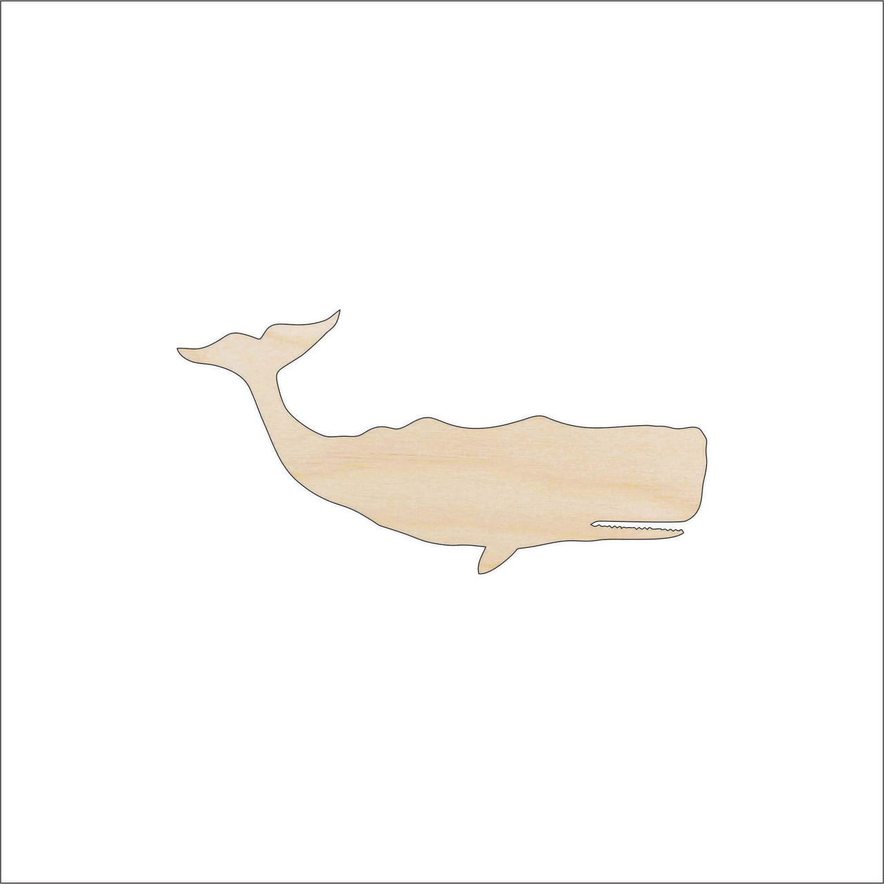Whale Wood Craft Shape - Laser Cut Baltic Birch Unfinished DIY Wood Art Supplies SEA96 - The Wood Shape Store