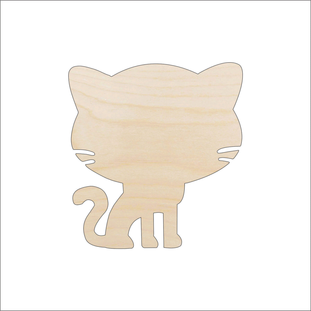 Cat Wood Craft Shape - Laser Cut Baltic Birch Unfinished DIY Wood Art Supplies CAT25 - The Wood Shape Store