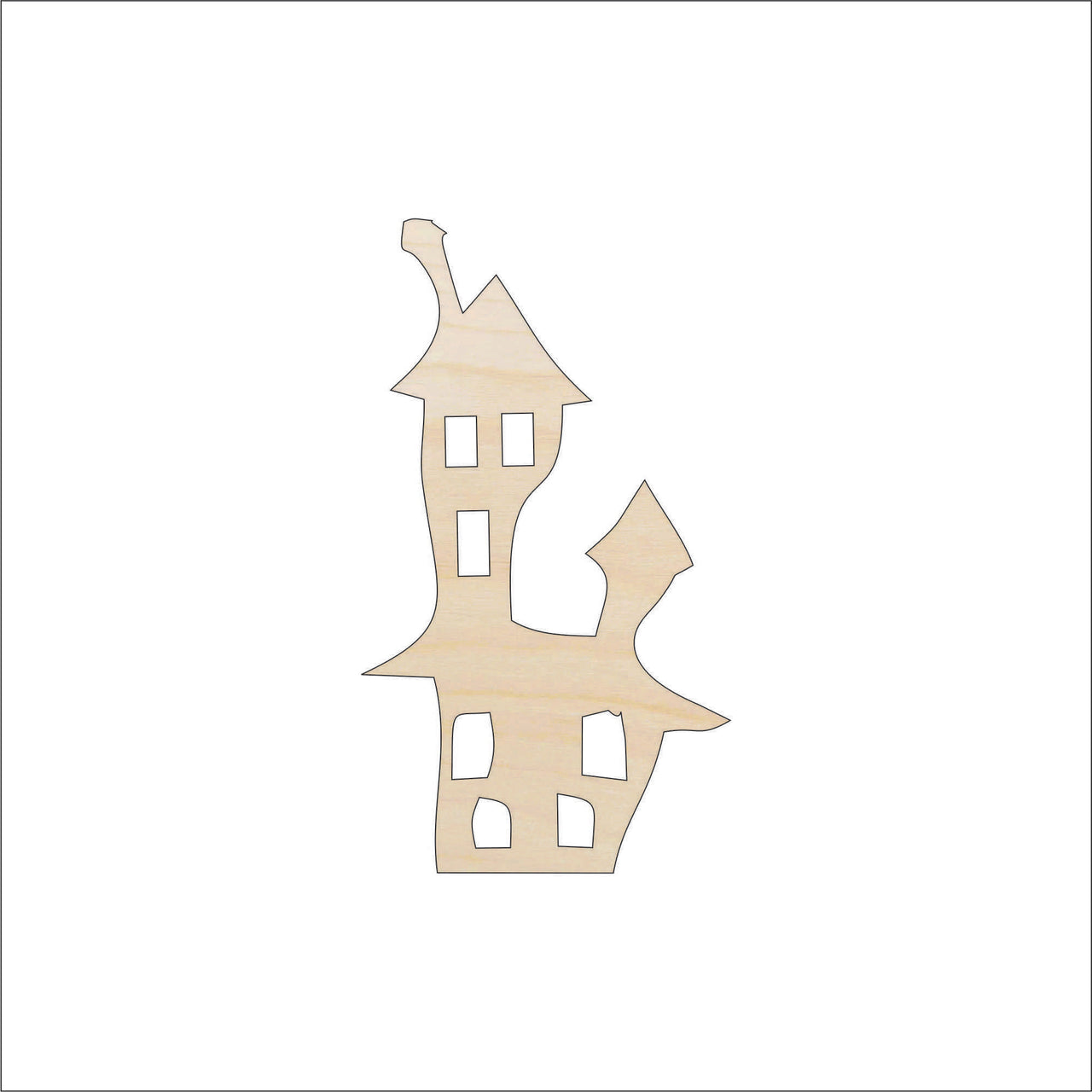 Haunted House Wood Craft Shape - Laser Cut Baltic Birch Unfinished DIY Wood Art Supplies FAL151 - The Wood Shape Store