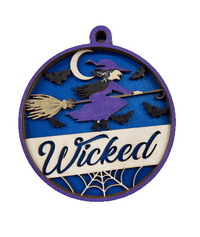 Witch 3D Laser Cut Ornament – Baltic Birch Wood Craft Supplies | DIY Wood Ornament Kit HA25 - The Wood Shape Store