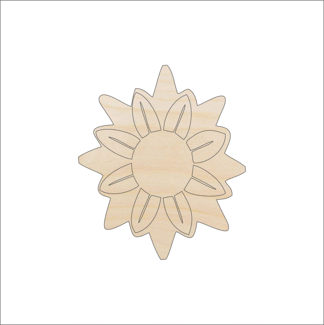 Flower Wood Craft Shape - Laser Cut Baltic Birch Unfinished DIY Wood Art Supplies FLR9 - The Wood Shape Store