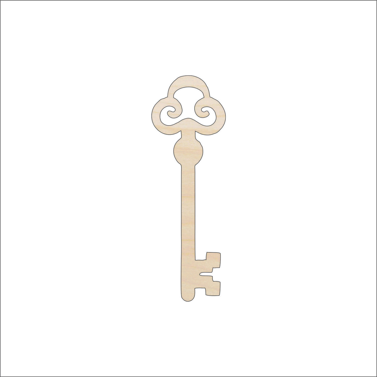 Key Wood Craft Shape - Laser Cut Baltic Birch Unfinished DIY Wood Art Supplies KEY8 - The Wood Shape Store